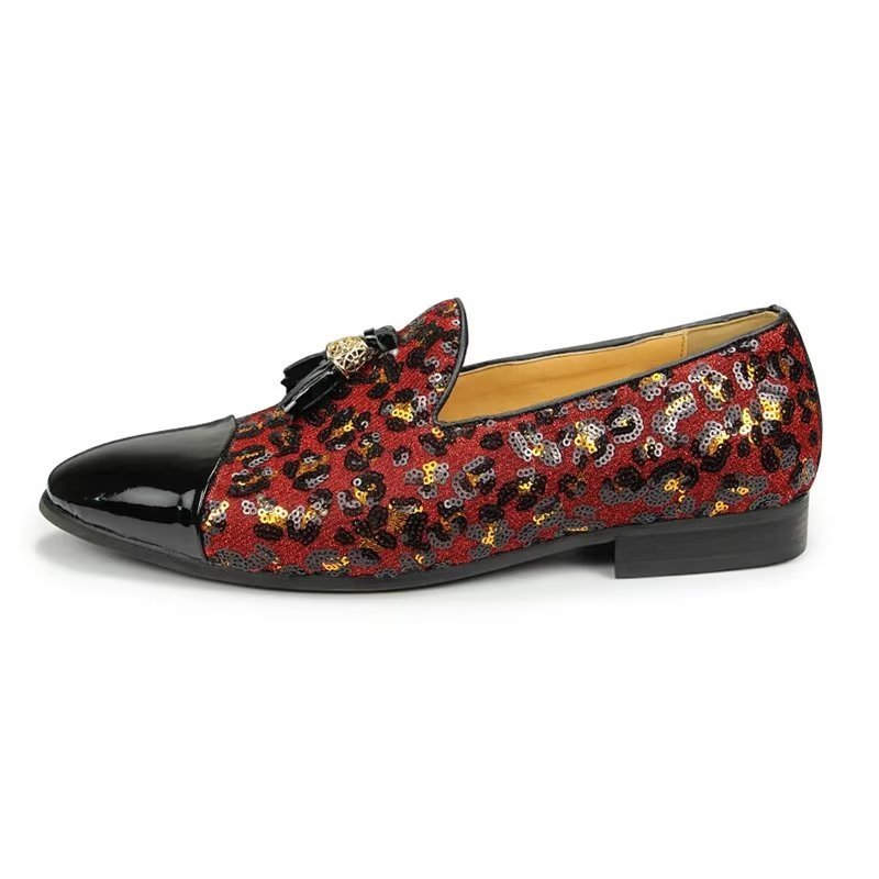 Loafers Heren Exotische Instaploafers Met Metalen Neus - Rood