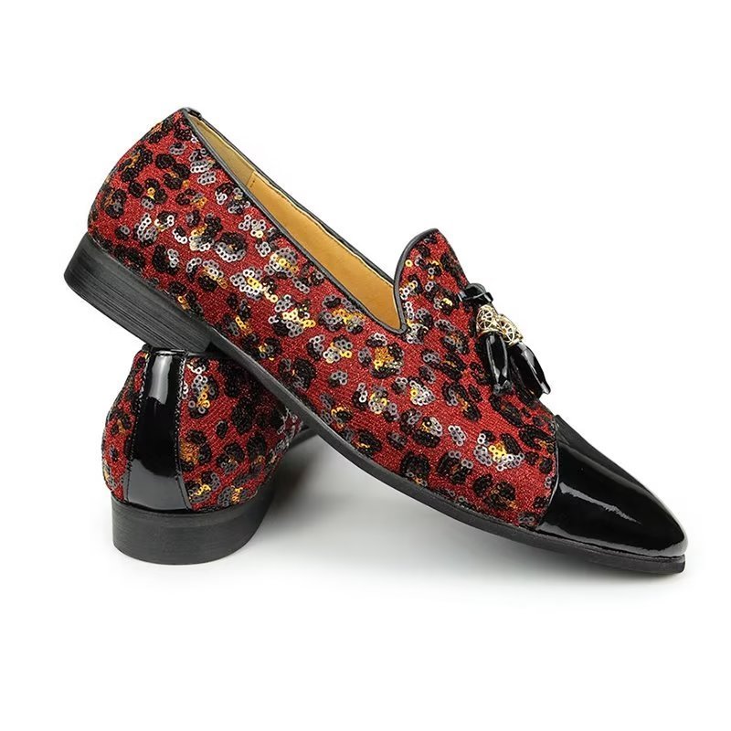 Loafers Heren Exotische Instaploafers Met Metalen Neus - Rood