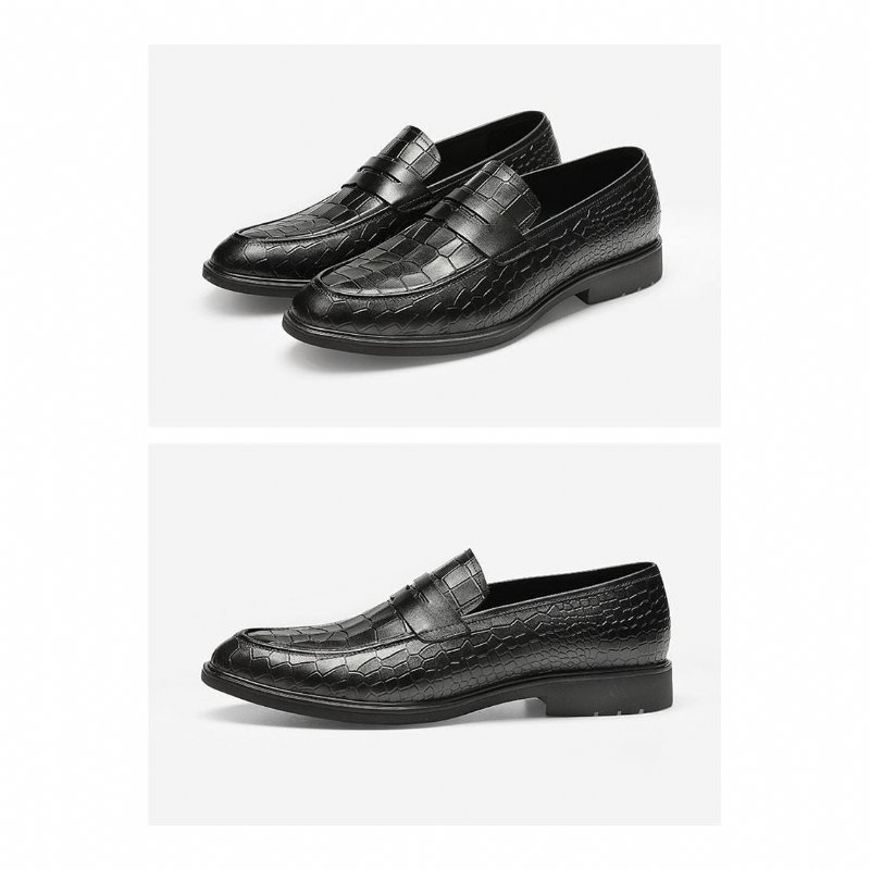 Loafers Heren Exotische Leren Instapbrogue-loafers - Zwart