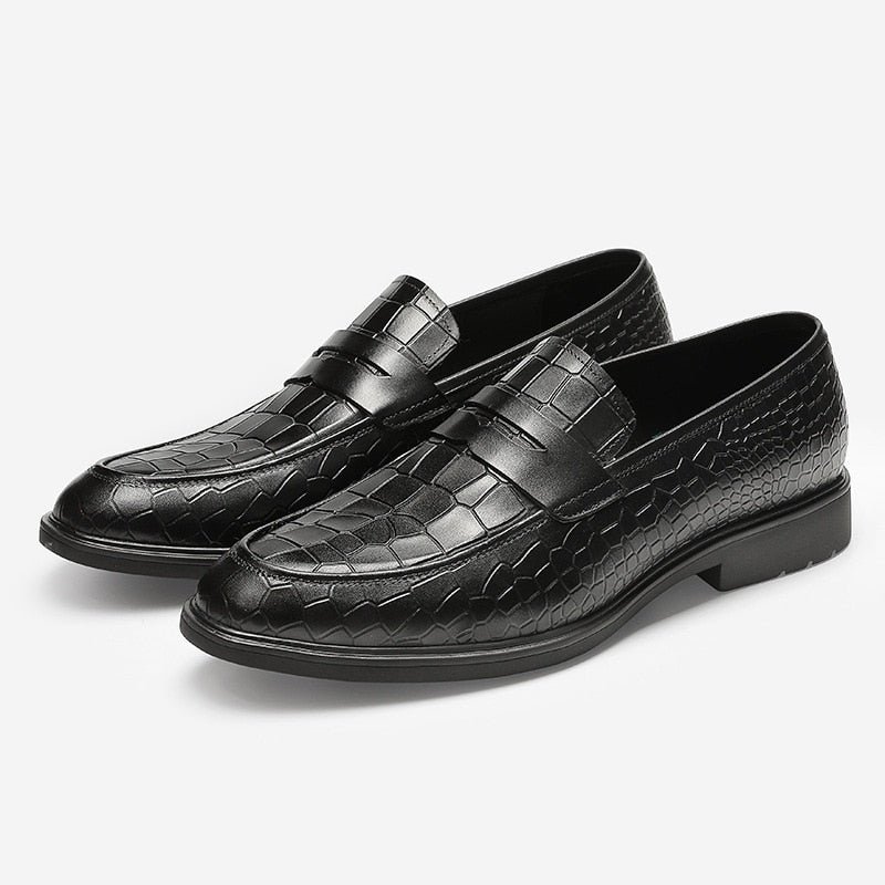 Loafers Heren Exotische Leren Instapbrogue-loafers - Zwart