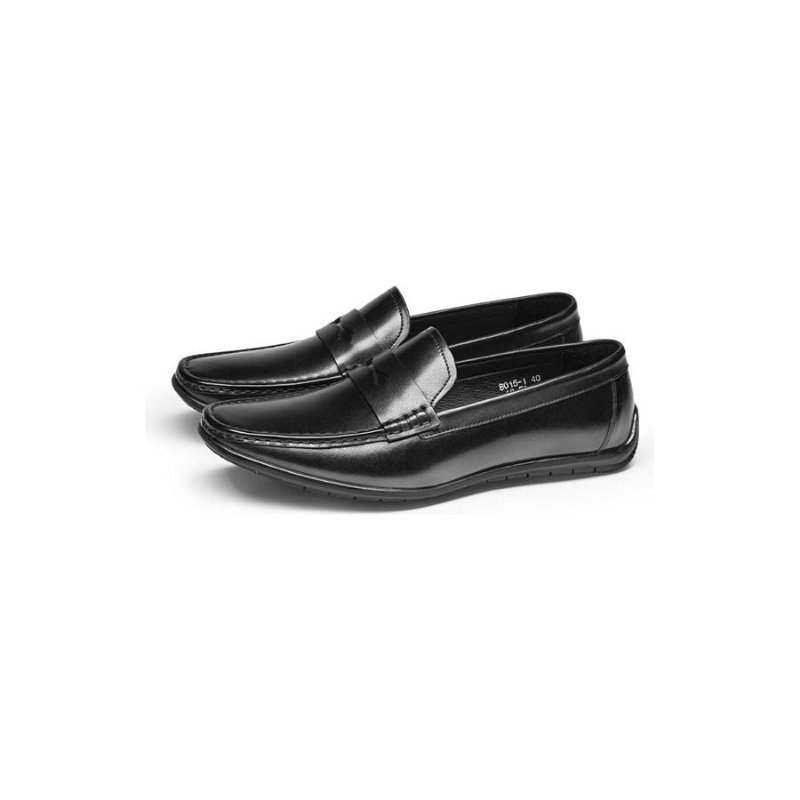 Loafers Heren Exotische Leren Instappers Met Vierkante Neus - Zwart