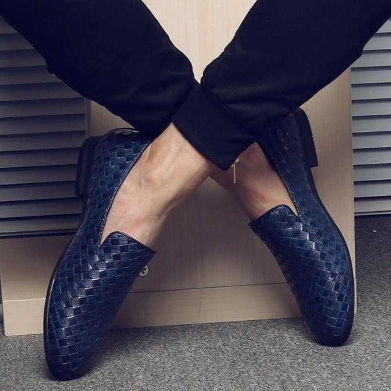 Loafers Heren Extravagante Luxe Glanzende Lakleren - Blauw