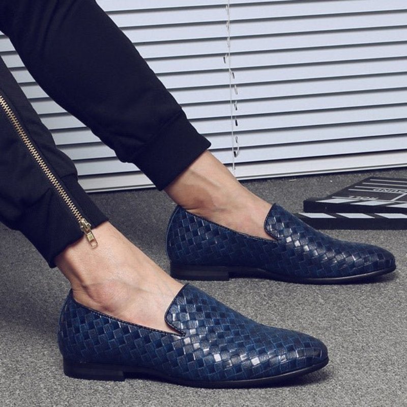 Loafers Heren Extravagante Luxe Glanzende Lakleren - Blauw