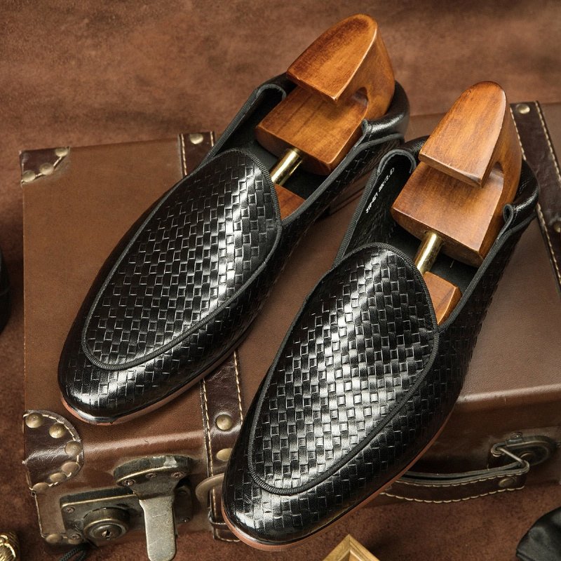 Loafers Heren Formele Instapbrogues Reliëfleer - Zwart