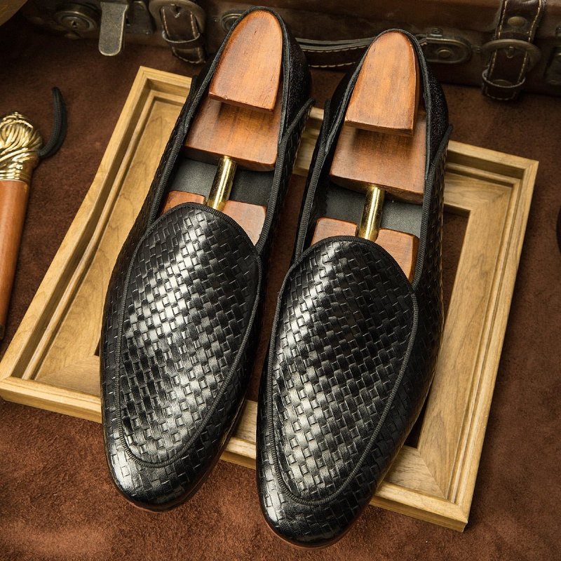 Loafers Heren Formele Instapbrogues Reliëfleer - Zwart