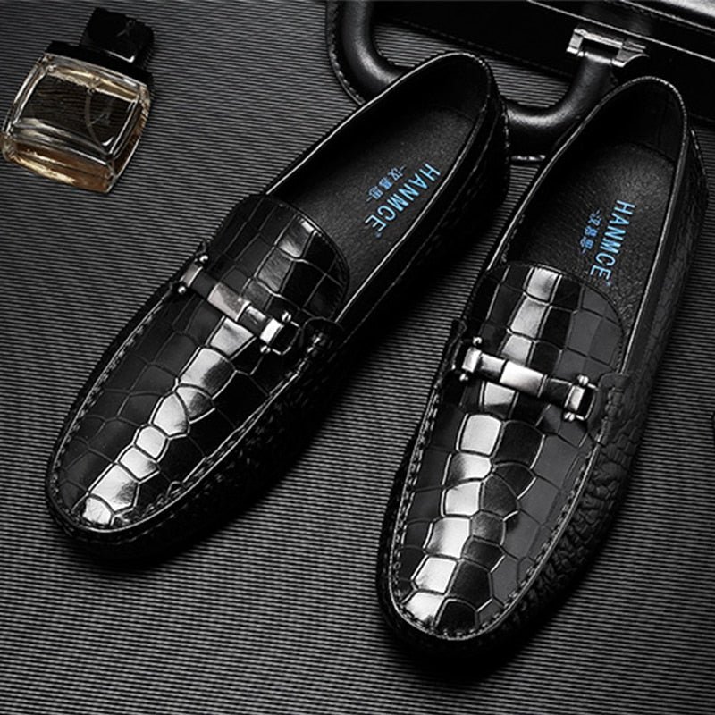 Loafers Heren Instaploafers Met Exotische Textuur - Zwart