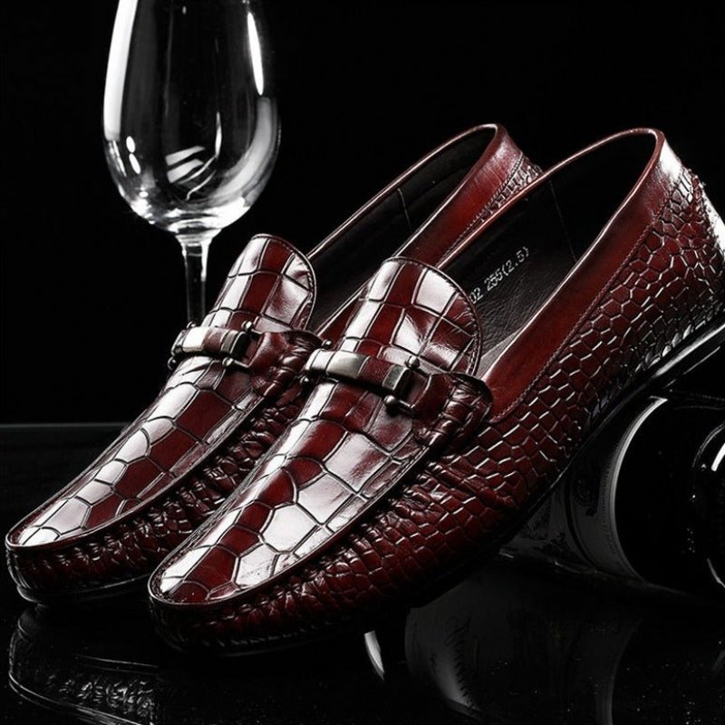 Loafers Heren Instaploafers Met Exotische Textuur - Rood