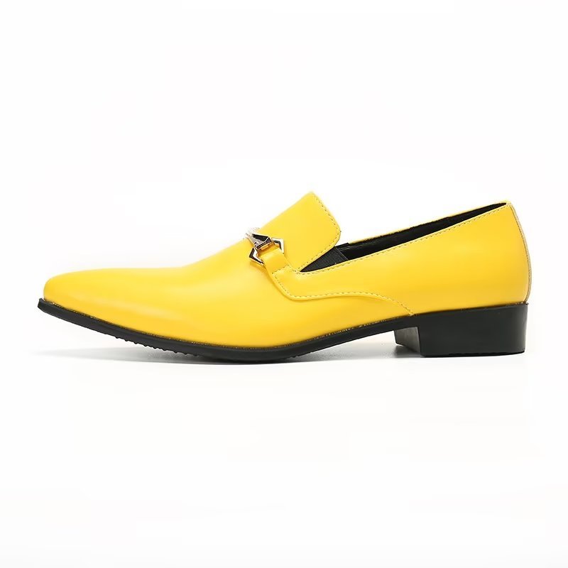 Loafers Heren Instappers Echt Leer - Geel