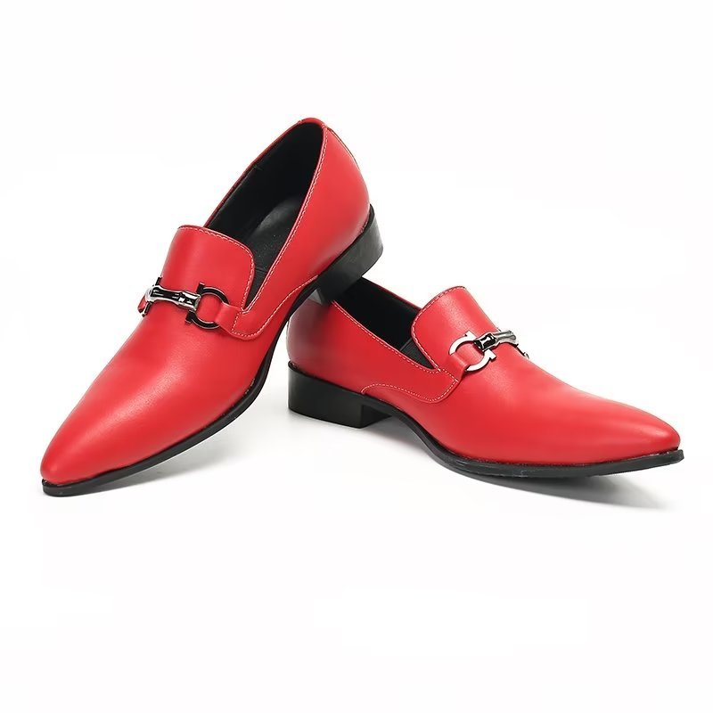 Loafers Heren Instappers Echt Leer - Rood