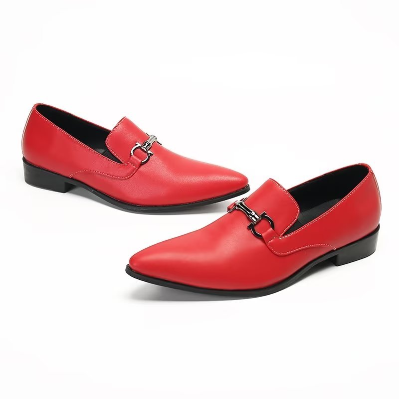 Loafers Heren Instappers Echt Leer - Rood