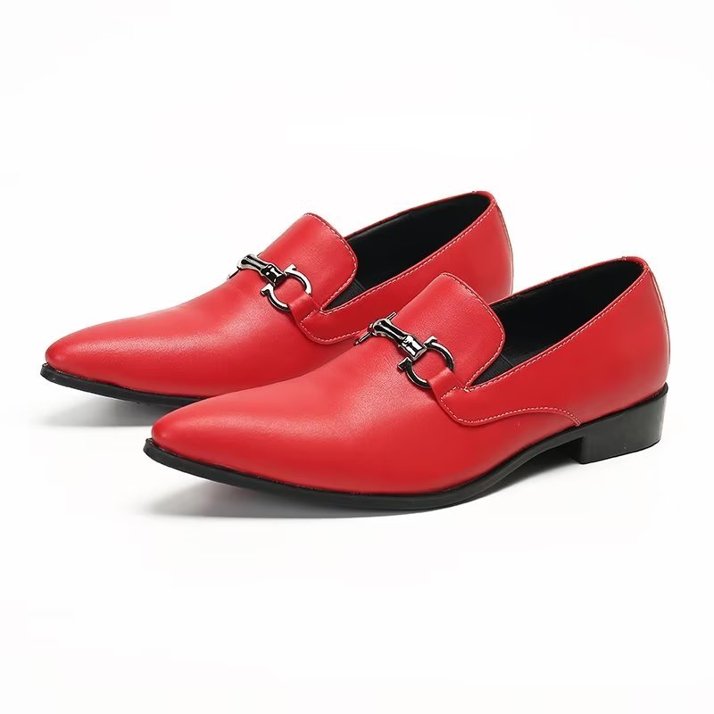 Loafers Heren Instappers Echt Leer - Rood