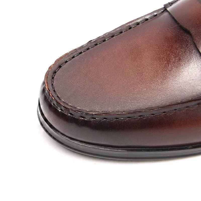 Loafers Heren Instappers Echt Leer Met Krokodillenmotief - Bruin