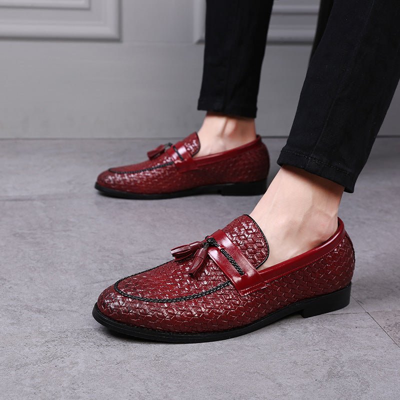 Loafers Heren Kwastje Chique Lederen Trouwschoenen Met Gesp - Rood