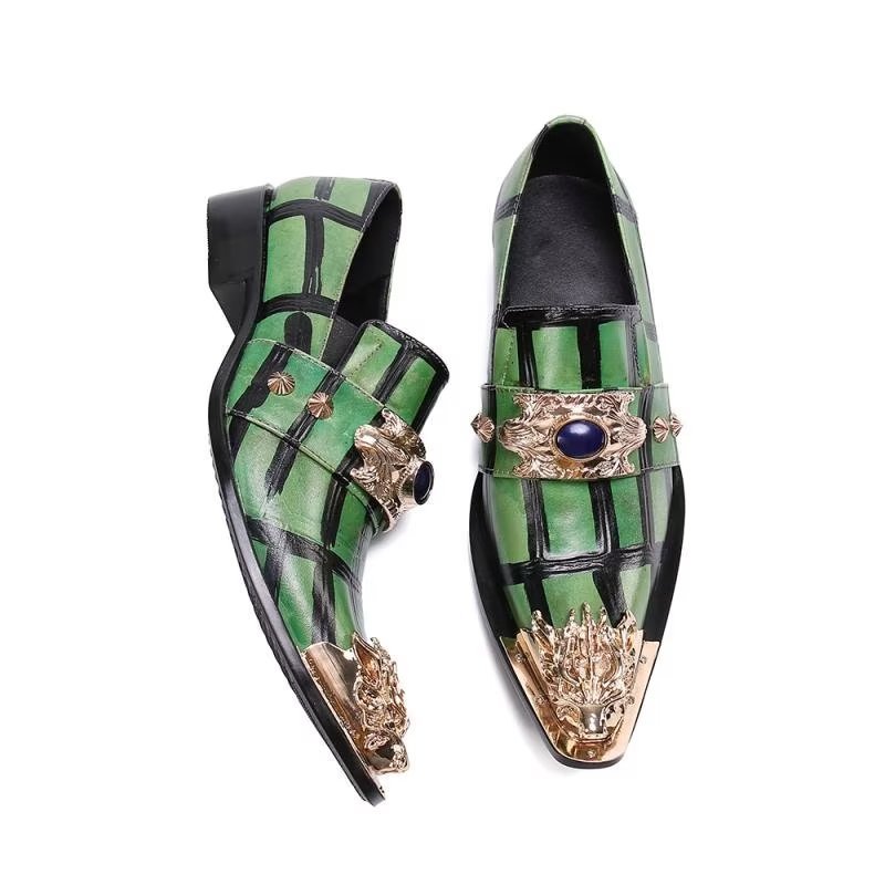 Loafers Heren Leren Instappers - Groen