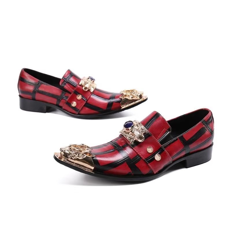 Loafers Heren Leren Instappers - Rood