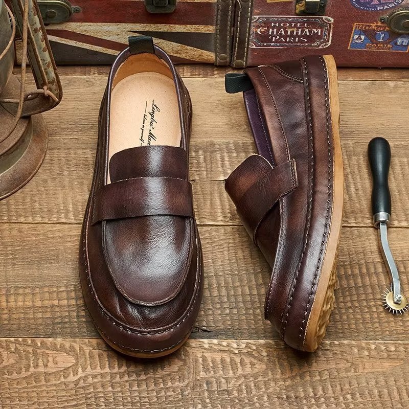 Loafers Heren Lux-instaploafers Rundleer - Koffie