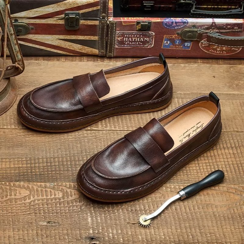 Loafers Heren Lux-instaploafers Rundleer - Koffie