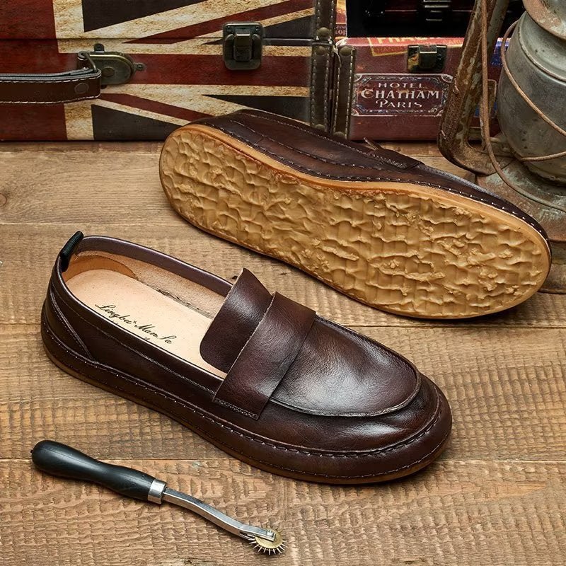 Loafers Heren Lux-instaploafers Rundleer - Koffie