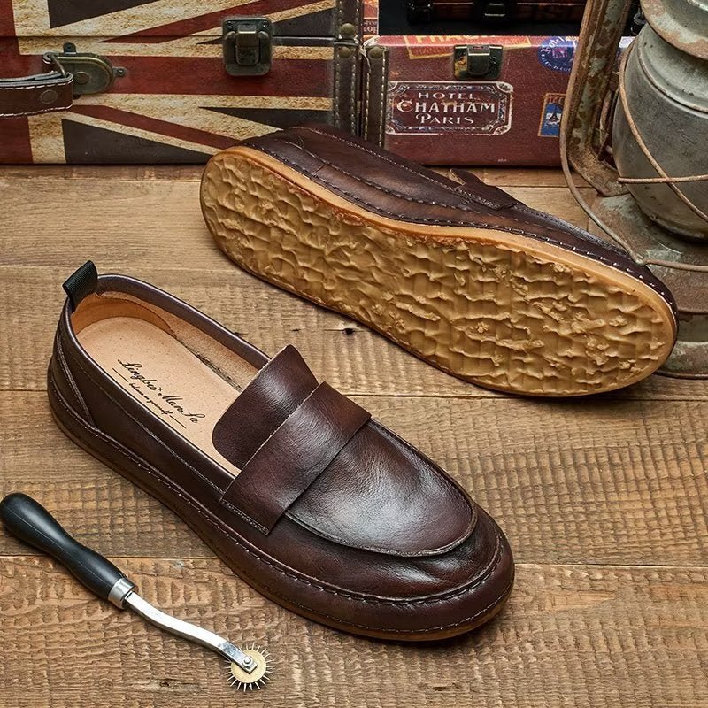 Loafers Heren Lux-instaploafers Rundleer - Koffie