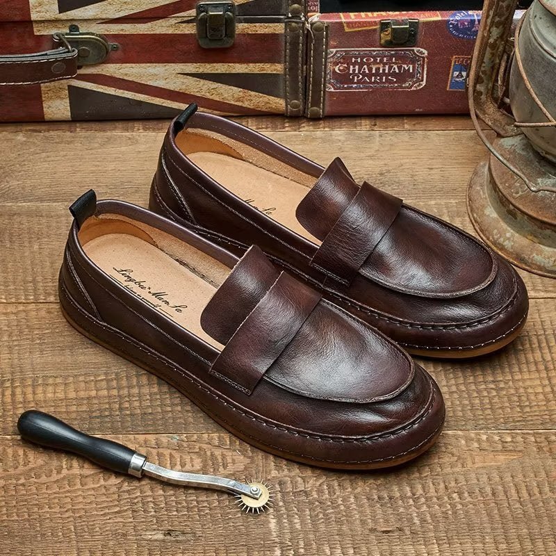 Loafers Heren Lux-instaploafers Rundleer - Koffie