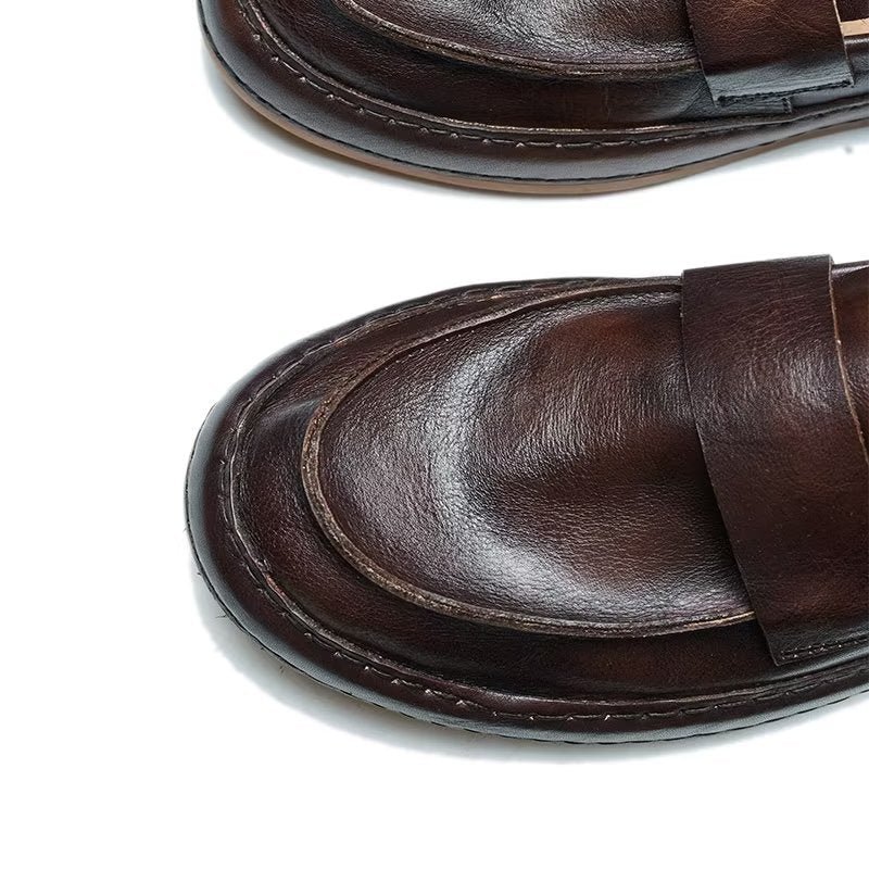 Loafers Heren Lux-instaploafers Rundleer - Koffie