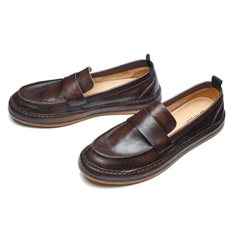 Loafers Heren Lux-instaploafers Rundleer - Koffie