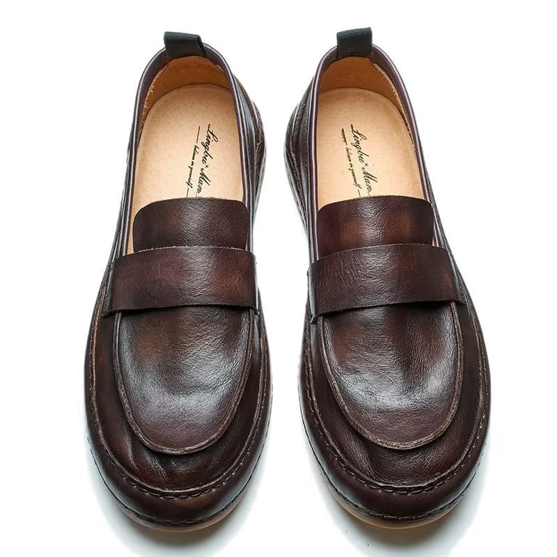 Loafers Heren Lux-instaploafers Rundleer - Koffie