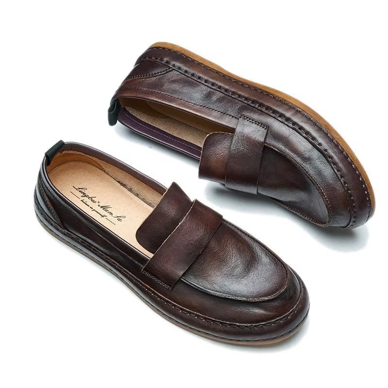 Loafers Heren Lux-instaploafers Rundleer - Koffie