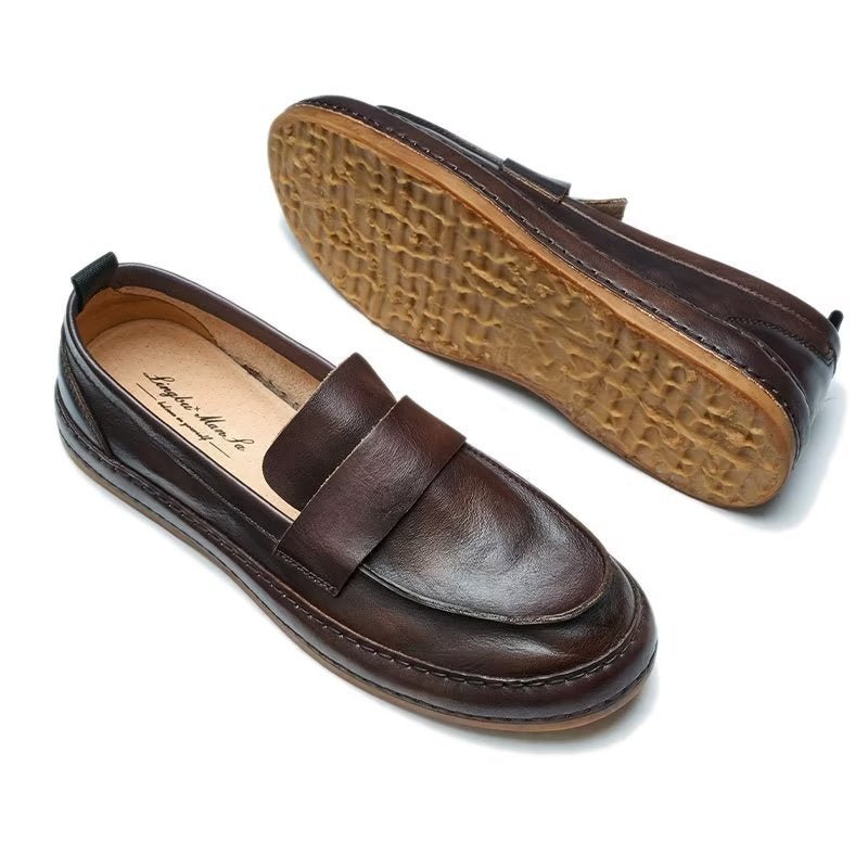 Loafers Heren Lux-instaploafers Rundleer - Koffie