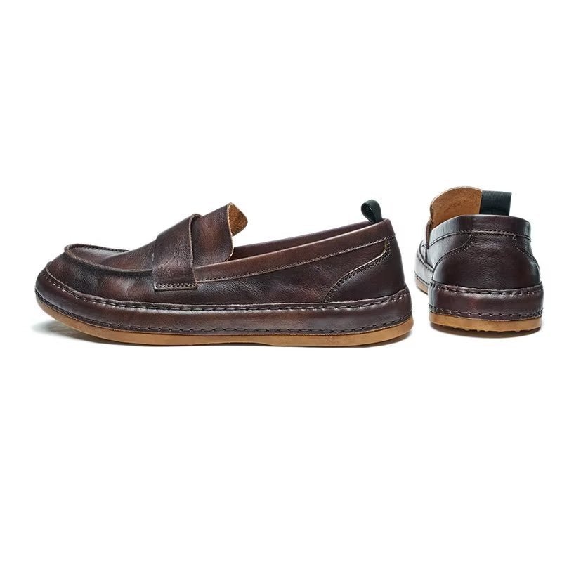 Loafers Heren Lux-instaploafers Rundleer - Koffie