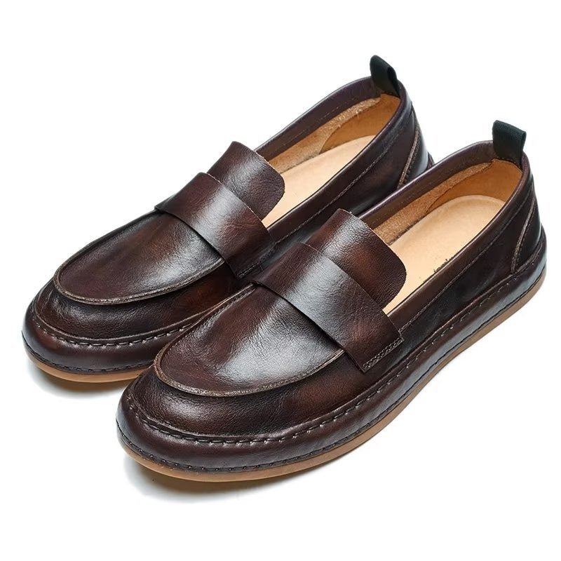 Loafers Heren Lux-instaploafers Rundleer - Koffie