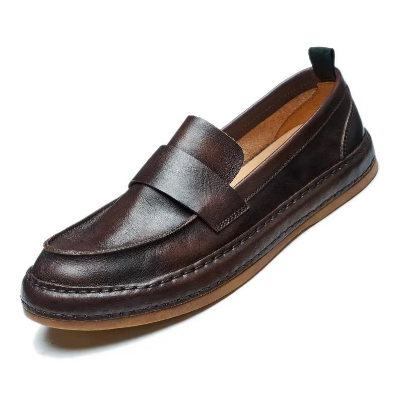 Loafers Heren Lux-instaploafers Rundleer - Koffie