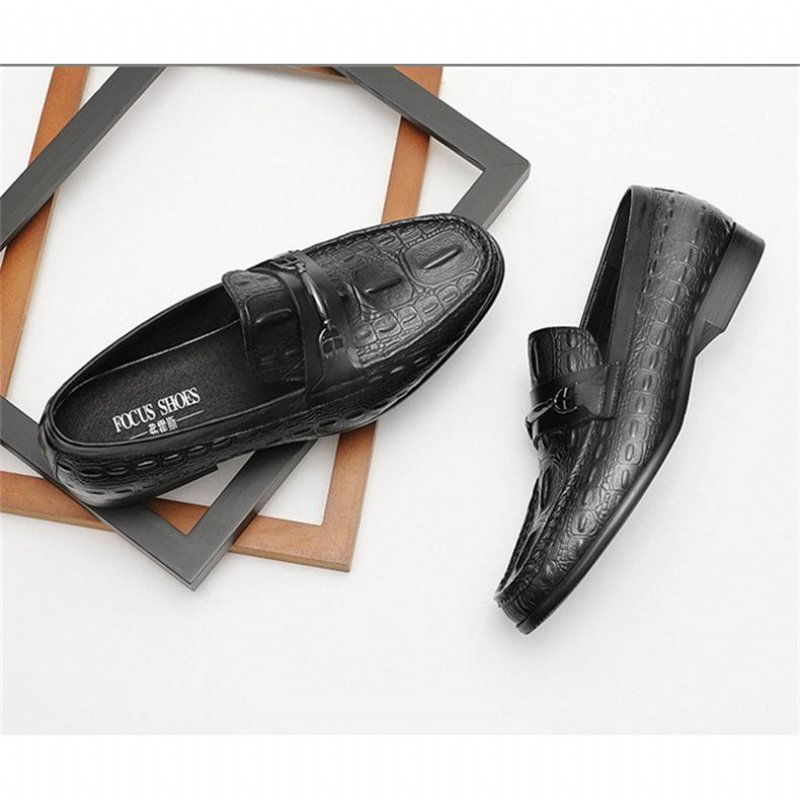 Loafers Heren Luxe Crocbreeze Leren Instaploafers - Zwart