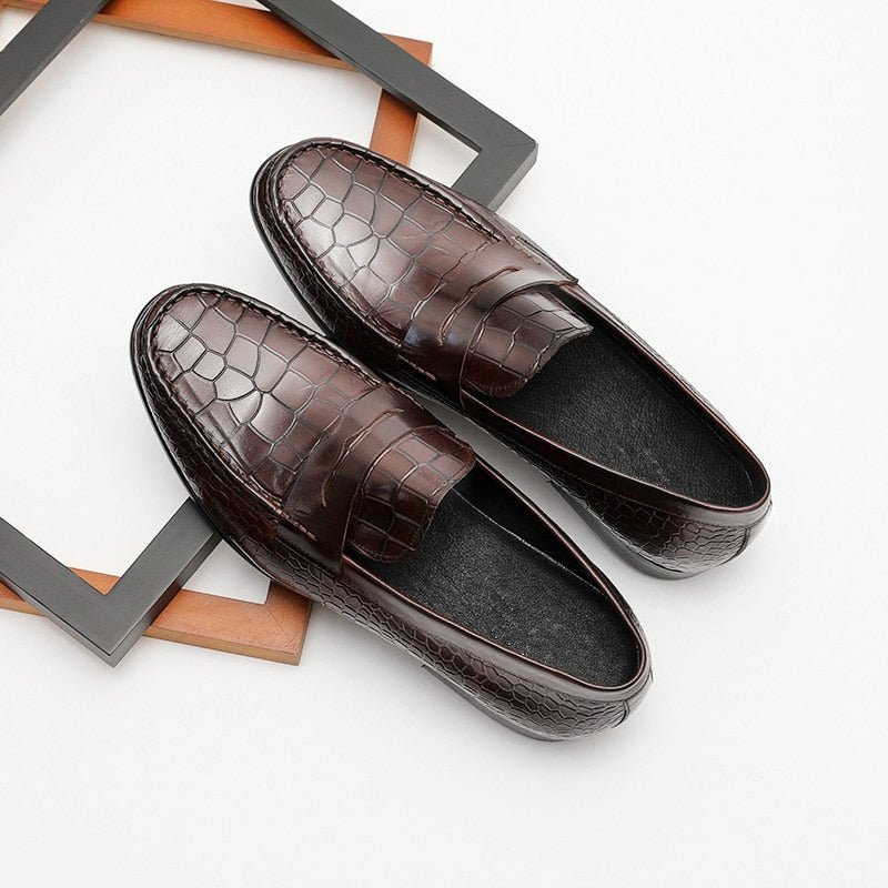 Loafers Heren Luxe Croctex Instapbrogues-loafers - Koffie