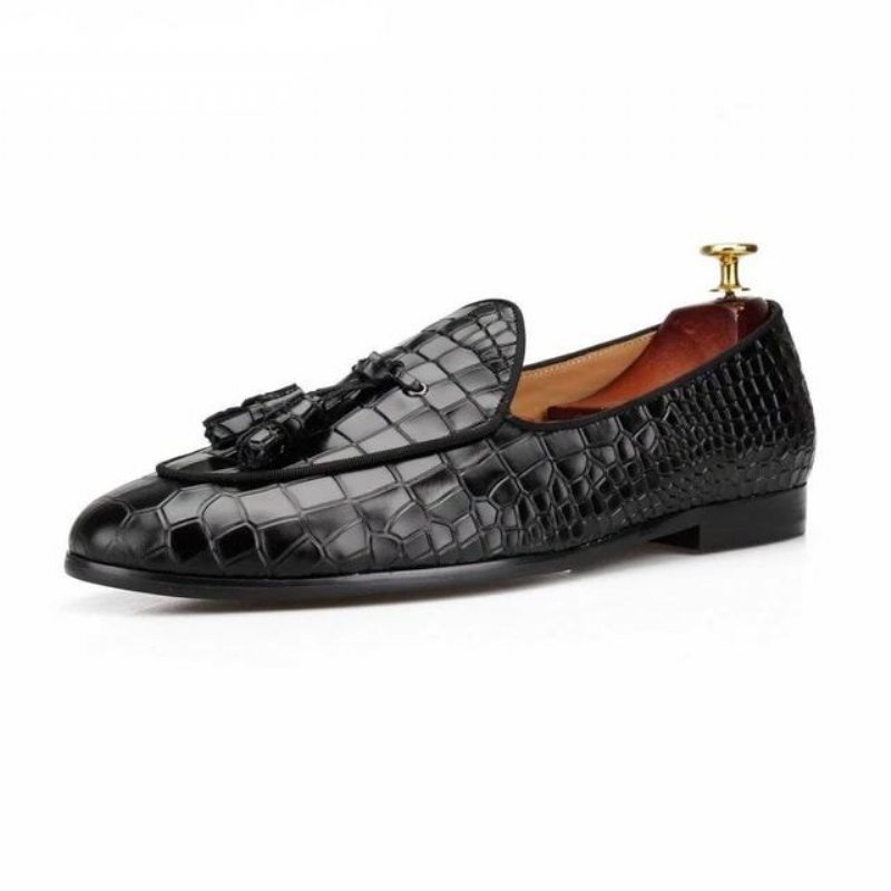 Loafers Heren Luxe Croctex-instappers Met Effen Patroon - Zwart