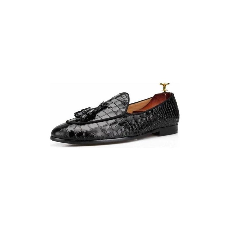 Loafers Heren Luxe Croctex-instappers Met Effen Patroon - Zwart