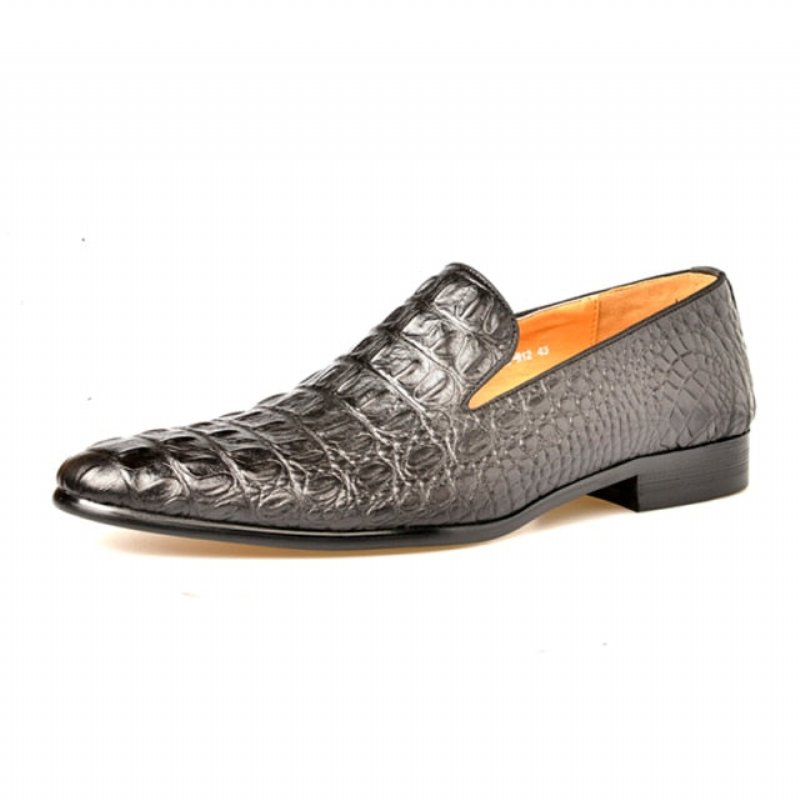 Loafers Heren Luxe Croctex-instappers Met Puntige Neus - Zwart