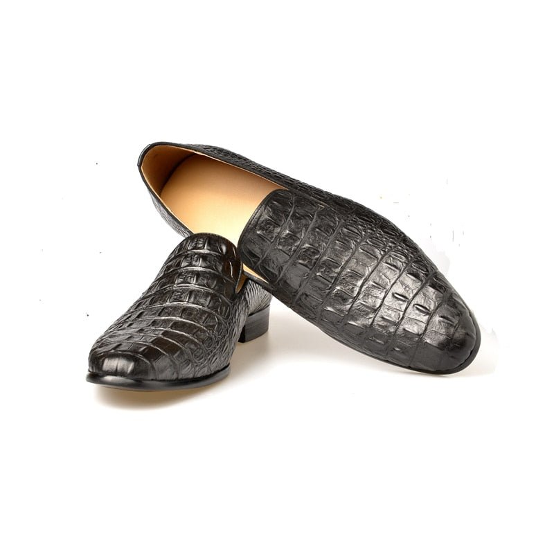 Loafers Heren Luxe Croctex-instappers Met Puntige Neus - Zwart