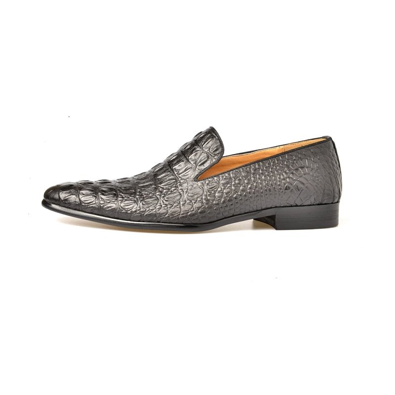 Loafers Heren Luxe Croctex-instappers Met Puntige Neus - Zwart