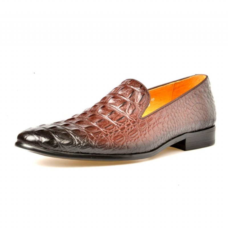 Loafers Heren Luxe Croctex-instappers Met Puntige Neus - Koffie