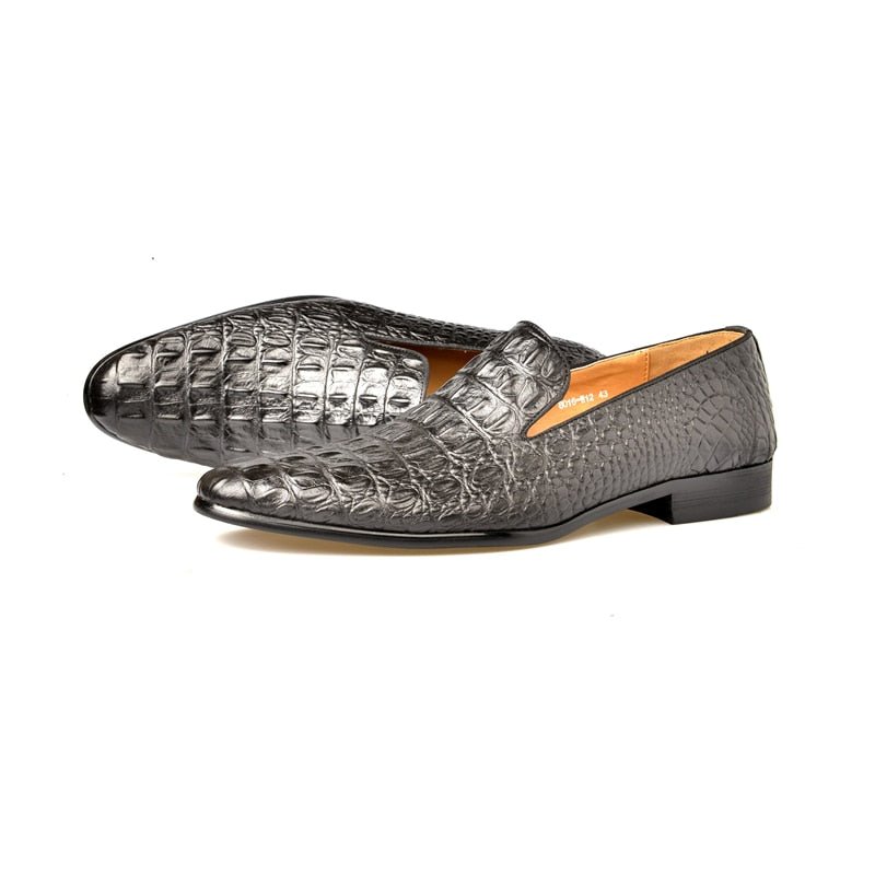 Loafers Heren Luxe Croctex-instappers Met Puntige Neus - Zwart