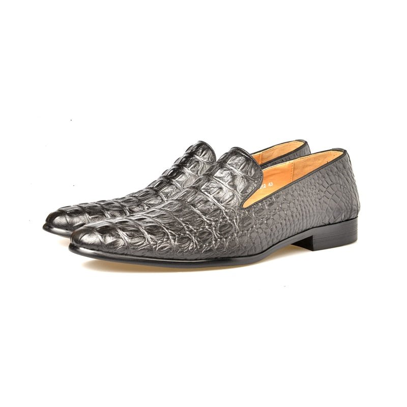 Loafers Heren Luxe Croctex-instappers Met Puntige Neus - Zwart