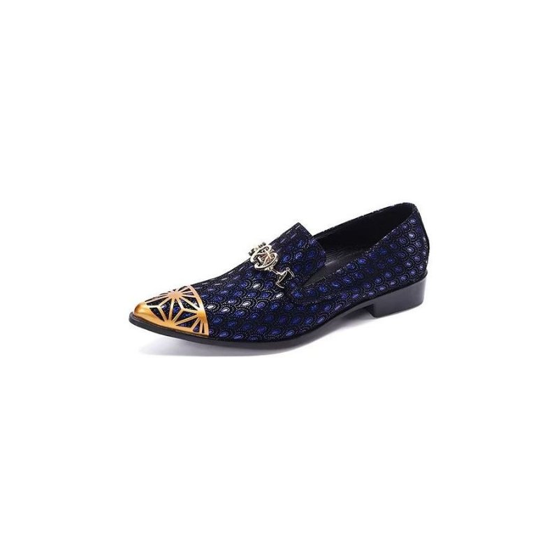 Loafers Heren Luxe Exotische Instappers Echt Leer Met Reliëf - Blauw