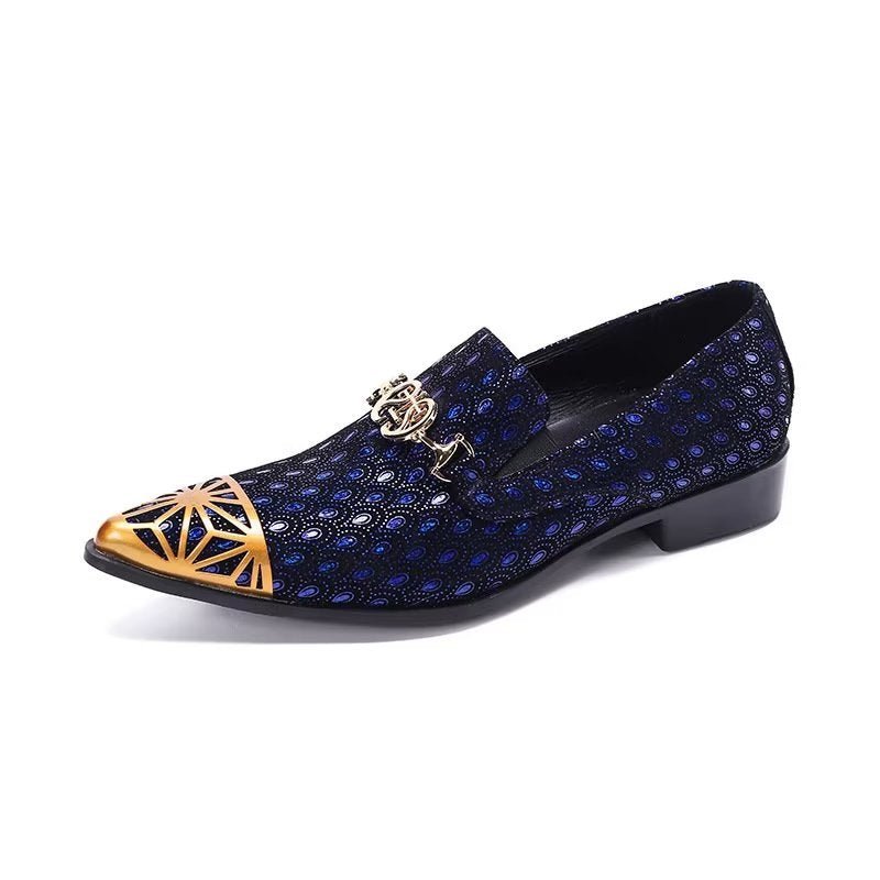 Loafers Heren Luxe Exotische Instappers Echt Leer Met Reliëf - Blauw