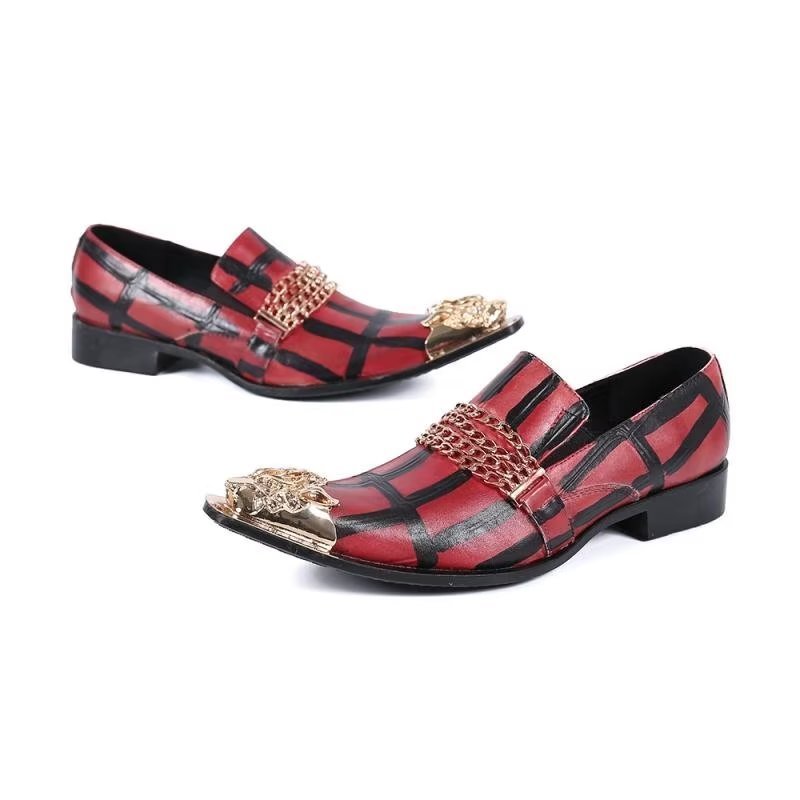 Loafers Heren Luxe Instappers Exotisch Leer - Rood