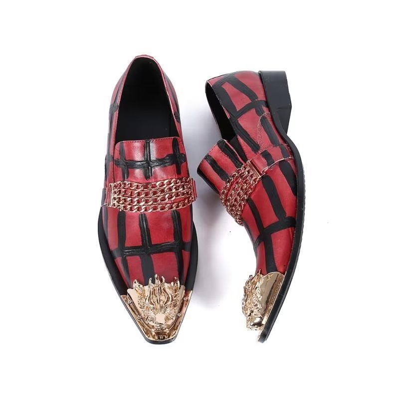 Loafers Heren Luxe Instappers Exotisch Leer - Rood