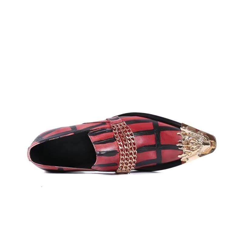 Loafers Heren Luxe Instappers Exotisch Leer - Rood