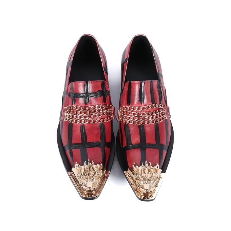 Loafers Heren Luxe Instappers Exotisch Leer - Rood