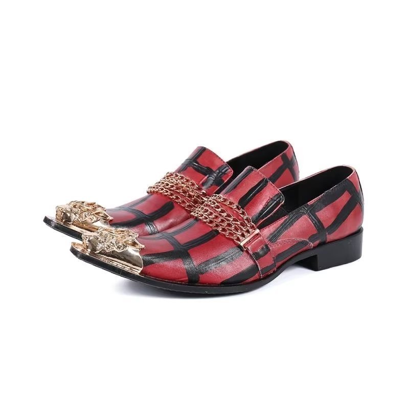 Loafers Heren Luxe Instappers Exotisch Leer - Rood