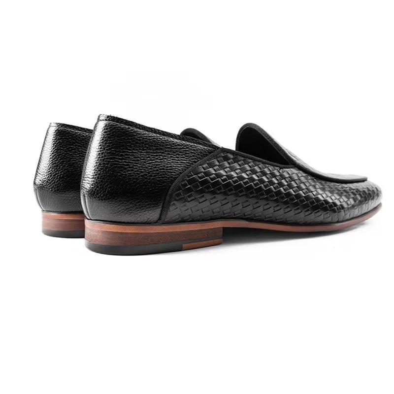 Loafers Heren Luxe Instappers Rundleer Met Exotische Textuur - Zwart